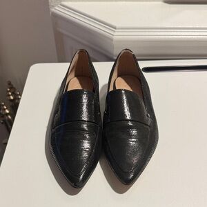 Black Textured Loafers